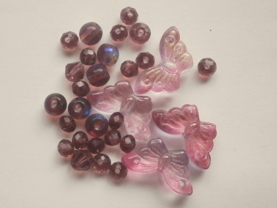 ガラスビーズ★蝶々★タイプ B★パープル系★3拍卖