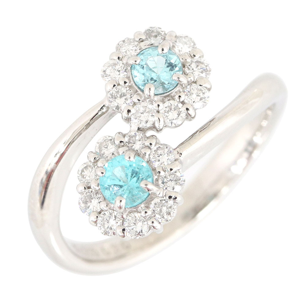 パライバトルマリンリング 指輪 PT0.20ct D0.28ct Pt900 7号拍卖