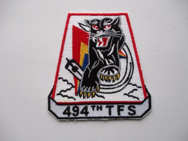 【送料無料】アメリカ空軍494TH TFSパッチTactical Fighter Squadronワッペン/パンサー黒豹patchエアフォースAIR FORCE米空軍USAF米軍 M68拍卖