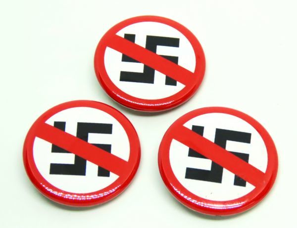 反ナチス 缶バッジ 3個セット 反ヒトラー 反ナチ パンク ロック 反戦 グッズ拍卖