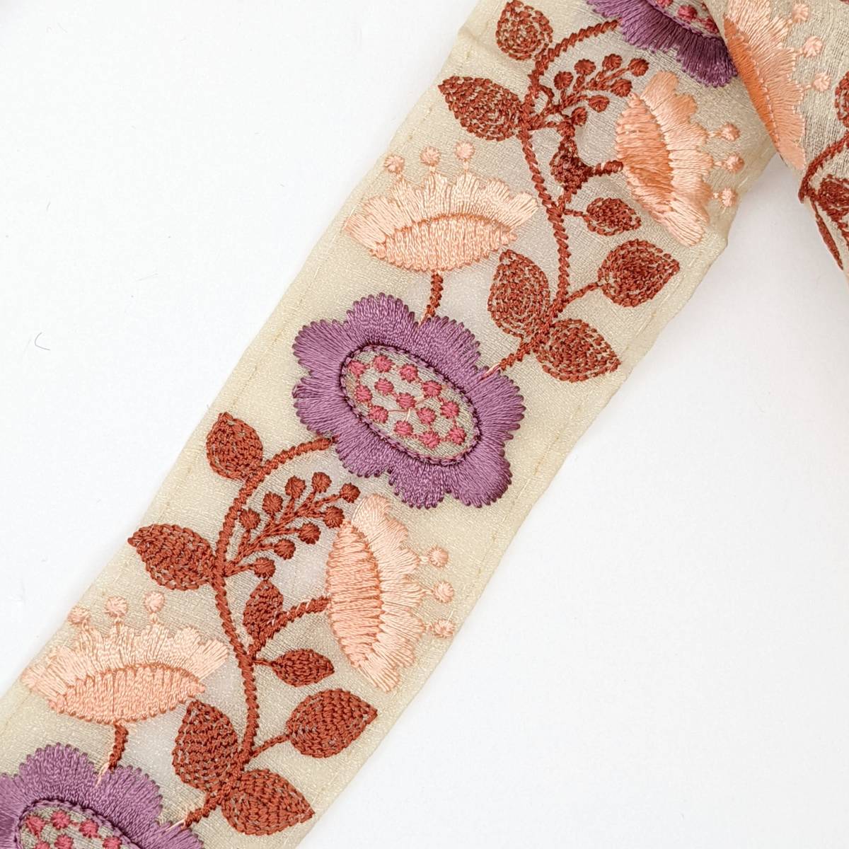 インド刺繍リボン 約48mm メッシュピンク BE010拍卖