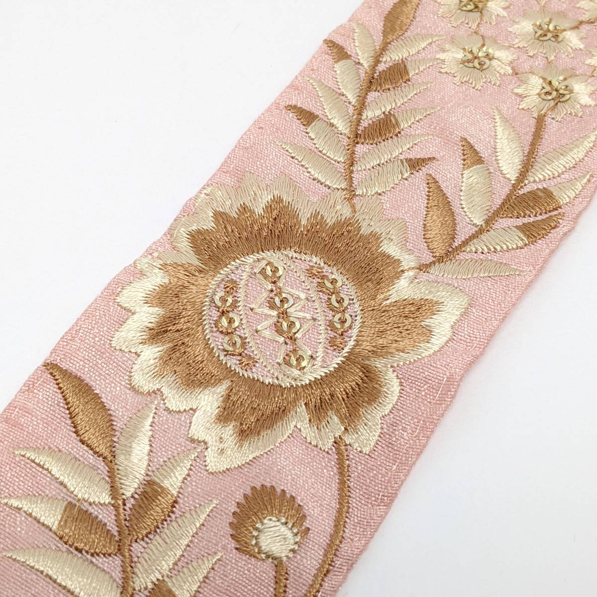 インド刺繍リボン 約55mm ピンク PK001拍卖