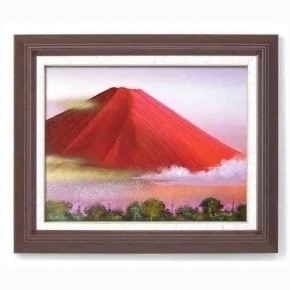 ■■【送料無料】島田勝 油絵額F6号 「赤富士」■■拍卖