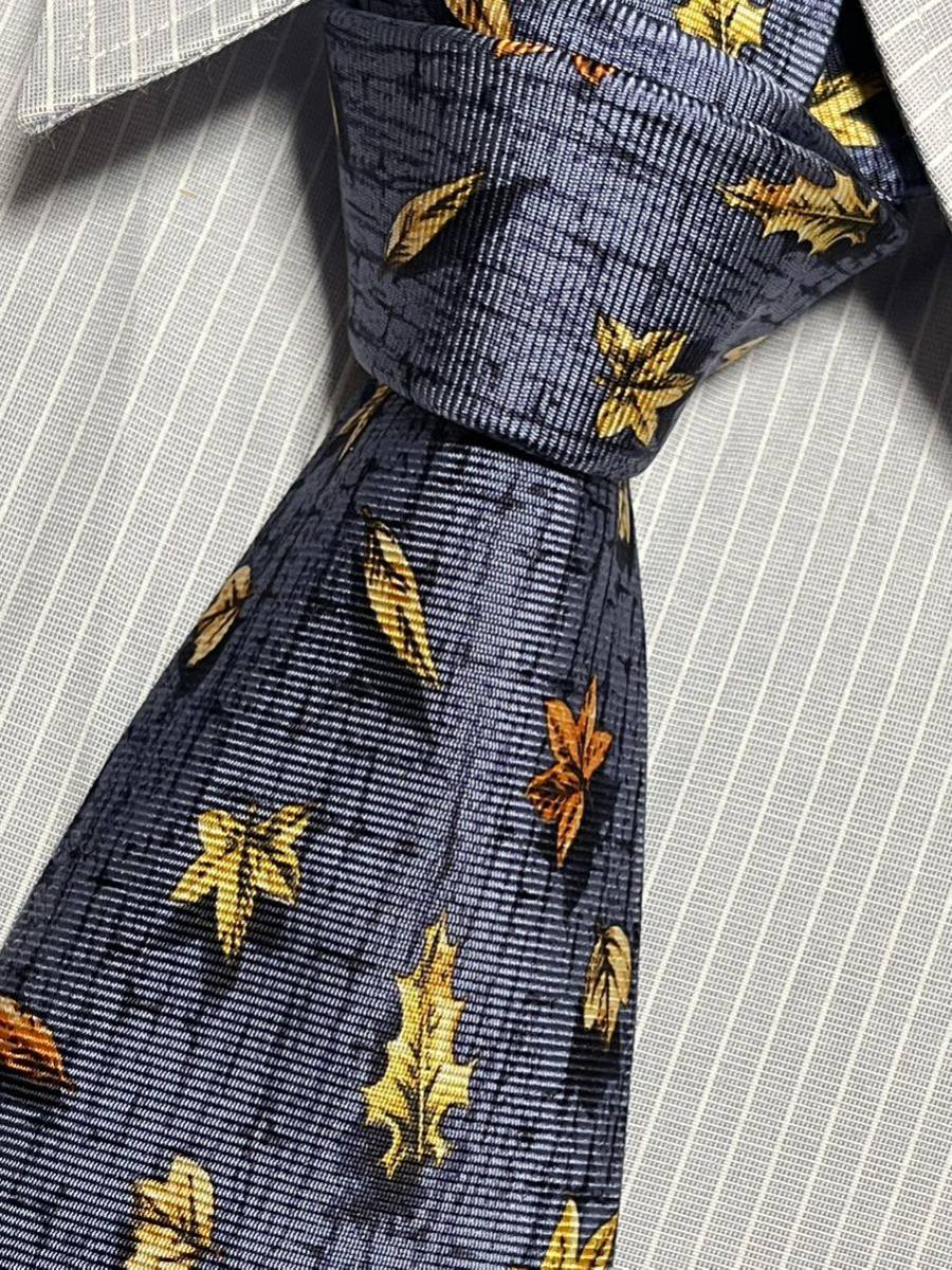 レア ほぼ未使用 ″dunhill Limited Edition″ ダンヒル リミテッドエディション リーフ セッテピエゲ ブランドネクタイ 302334拍卖