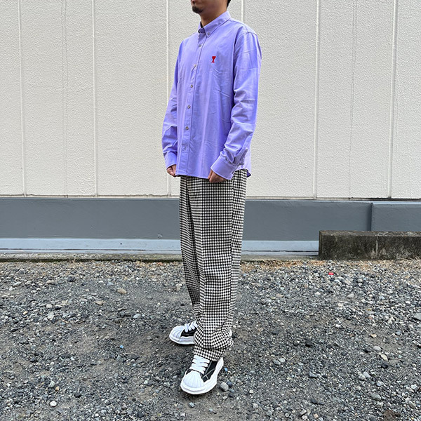 【新品】ami ボタンダウン ハート刺繍 シャツ ラベンダー 41拍卖