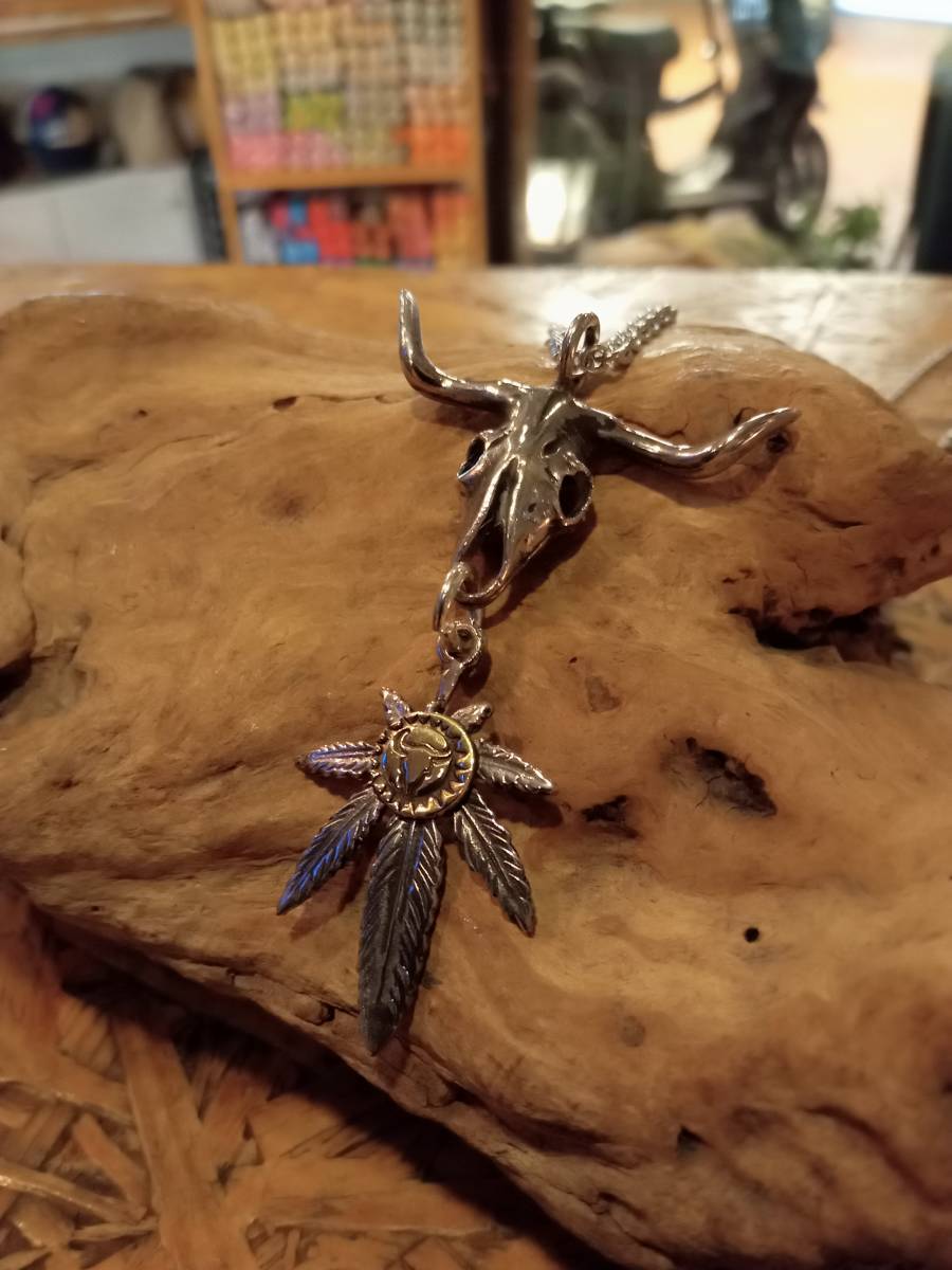 シルバー925,バッファロースカル,ガンジャ,メタル,カスタム,ペンダント,ネックレス,インディアン,ネイティブ拍卖