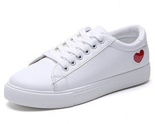 【スニーカー ホワイト×レッド 23.0cm】 レディース 白 靴 ローカット ハート柄 ハート シンプル おしゃれ 歩きやすい拍卖