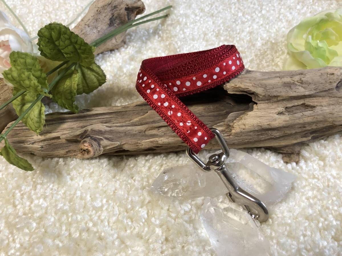 ★同梱お得★小型犬リード-№28・マイスター・水玉柄・レッド♪拍卖