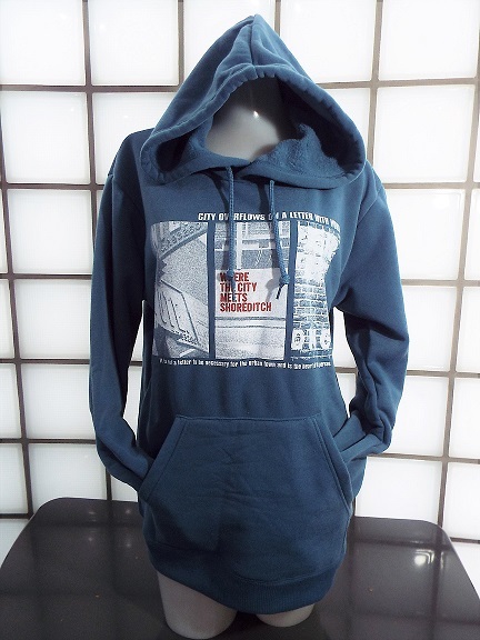 エービーテック 221617 ブルー(CITY OVERFLOWS ON A LETTER)Mサイズ 裏起毛 パーカー ポリエステル100% 新品 ab-tech拍卖