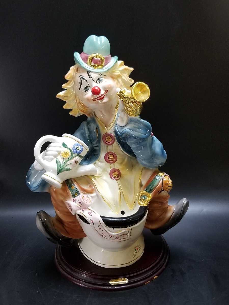 イタリア製 ドマン 流水 オブジェ ピエロ 高さ約51cm ウォーターガーデン 噴水 ガーデニング 置物 陶器 噴水 ファウンテン エントランス 拍卖