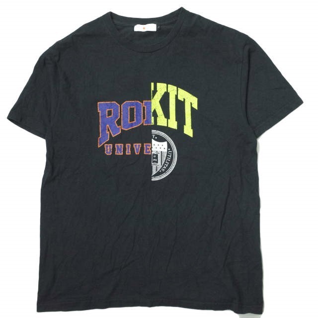 ROKIT ロキット 19AW DROPOUT T-SHIRT スプリットグラフィックTシャツ L ブラック 半袖 トップス g8225拍卖