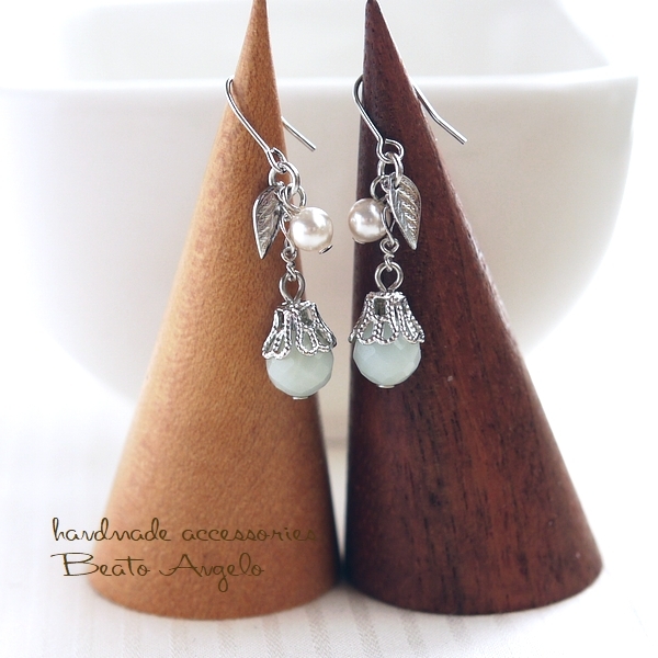 ◇◆+angelo+天然石アマゾナイトとパールのプチピアス(p-0125)S プチ001 スワロフスキー 水色 アクア拍卖