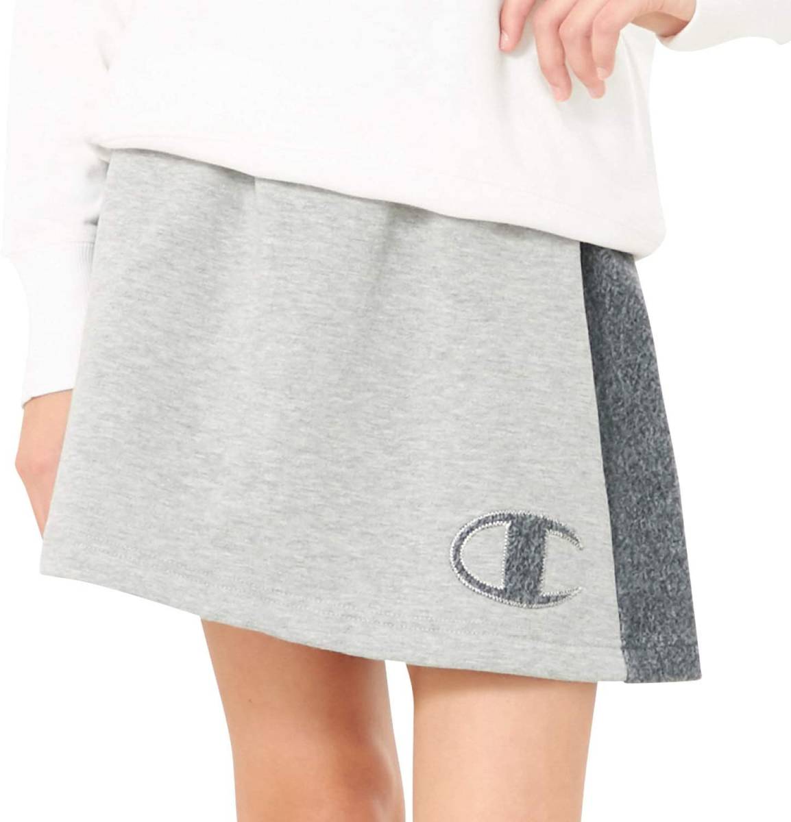 【KCM】Z-chmp-152-160★展示品★【Champion/チャンピオン】キッズ ジュニア 裏起毛 サイドラインスカート CJ4331 グレー 160拍卖
