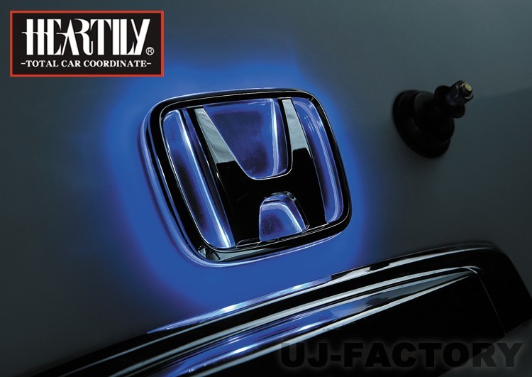 HEARTILY LEDシャイニングエンブレム HONDA ホンダ (H-01) 69mm × 57mm スモール時:ブルー⇔ブレーキ時:レッド拍卖