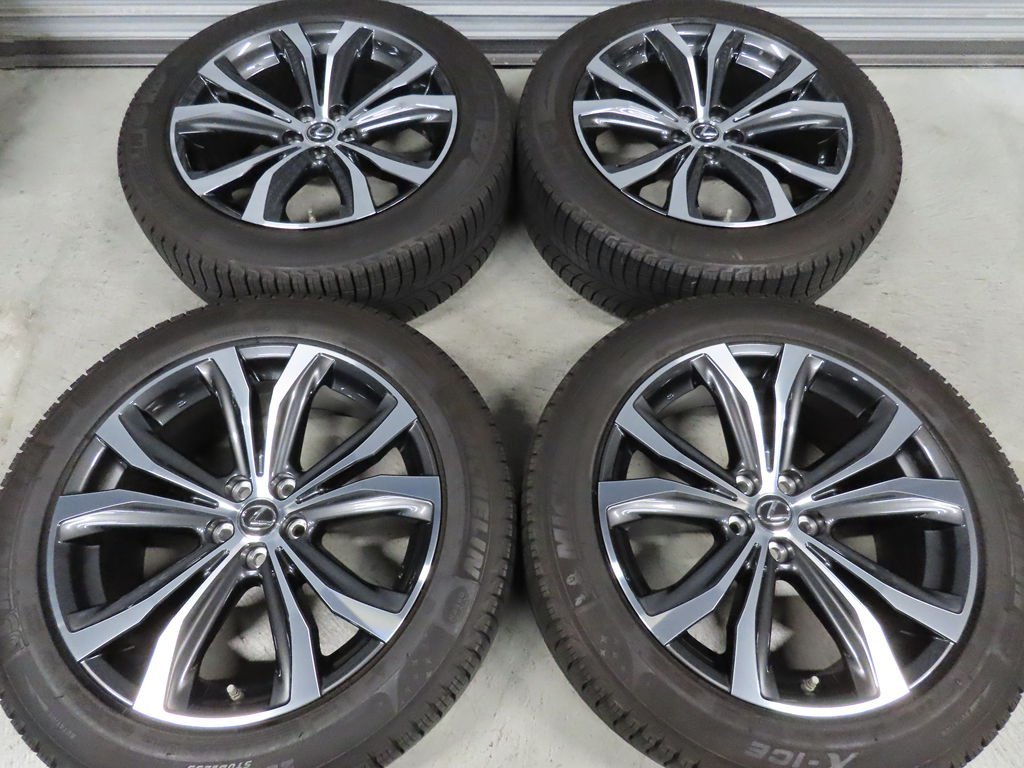 RX450 RX300 レクサス 235/55R20 純正 LEXUS ミシュラン Xアイス 8J +30 PCD114.3 5穴 ブラック/ポリッシュ 美品 空気圧センサー付属拍卖