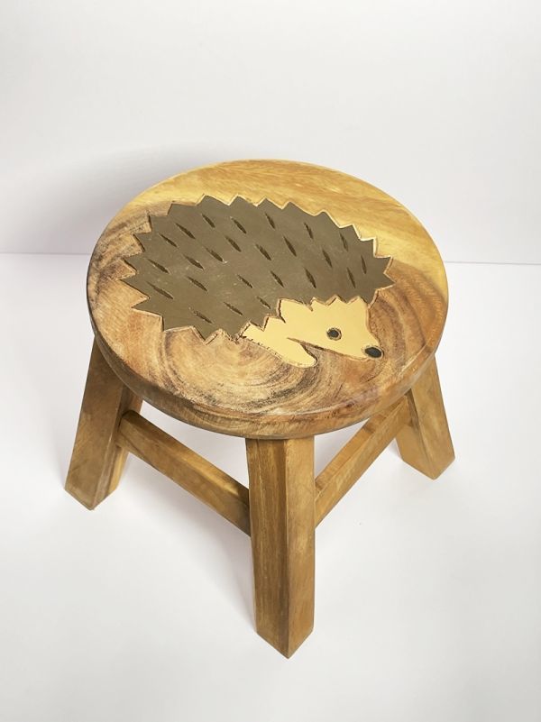 新品 木製 スツール ハリネズミ ラウンドスツール 椅子 イス ミニ チェア 花台 サイドテーブル 飾り台 置物 飾り拍卖