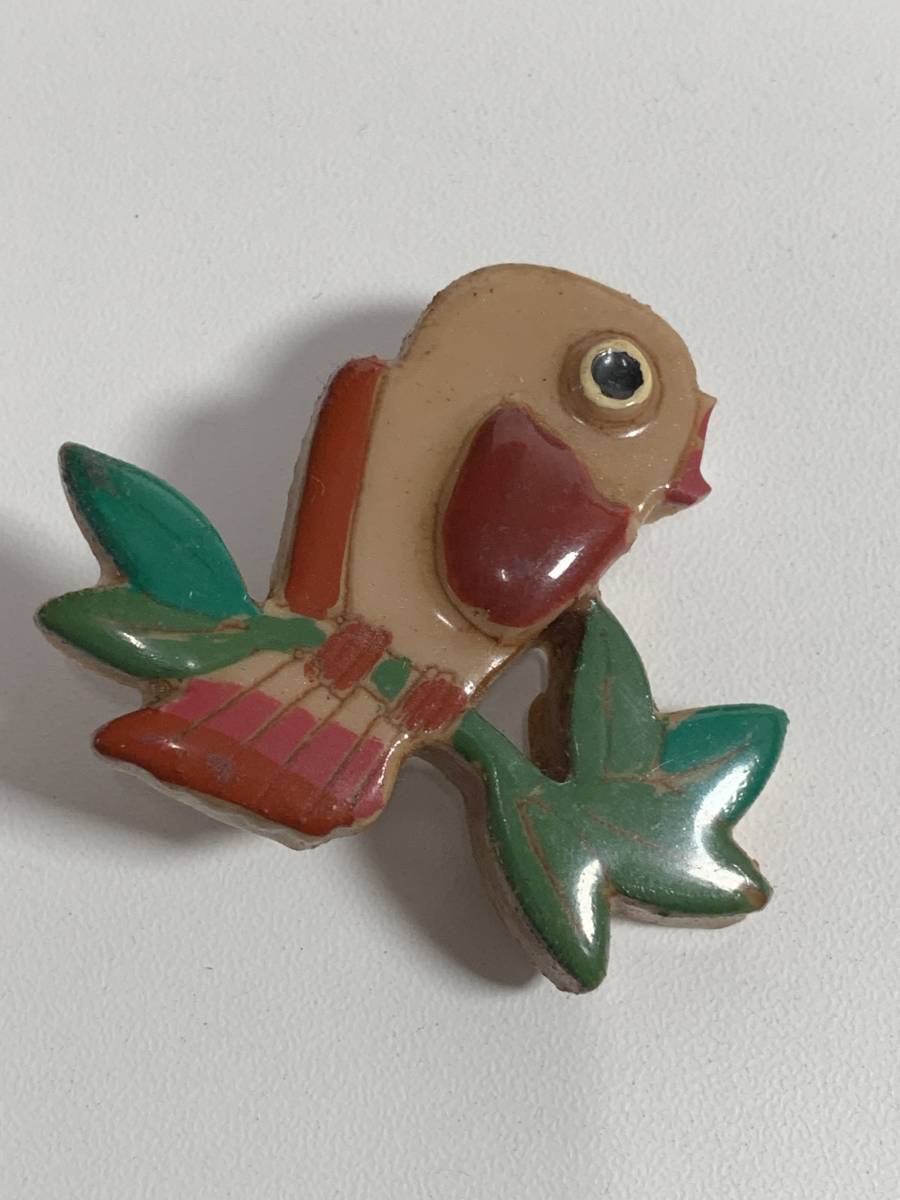 ★格安出品!! ビンテージ 西ドイツ製 鳥 フクロウ? ブローチ レディース 冠婚葬祭 アクセサリー 小物 ブラウン コレクション S012116拍卖