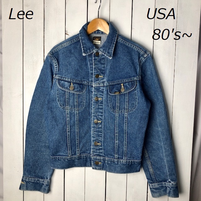 USA古着 80s USA製 Lee デニムジャケット 34 ジージャン オールド ヴィンテージ アメリカ古着 リー ユニチケ トラッカージャケット ●55拍卖