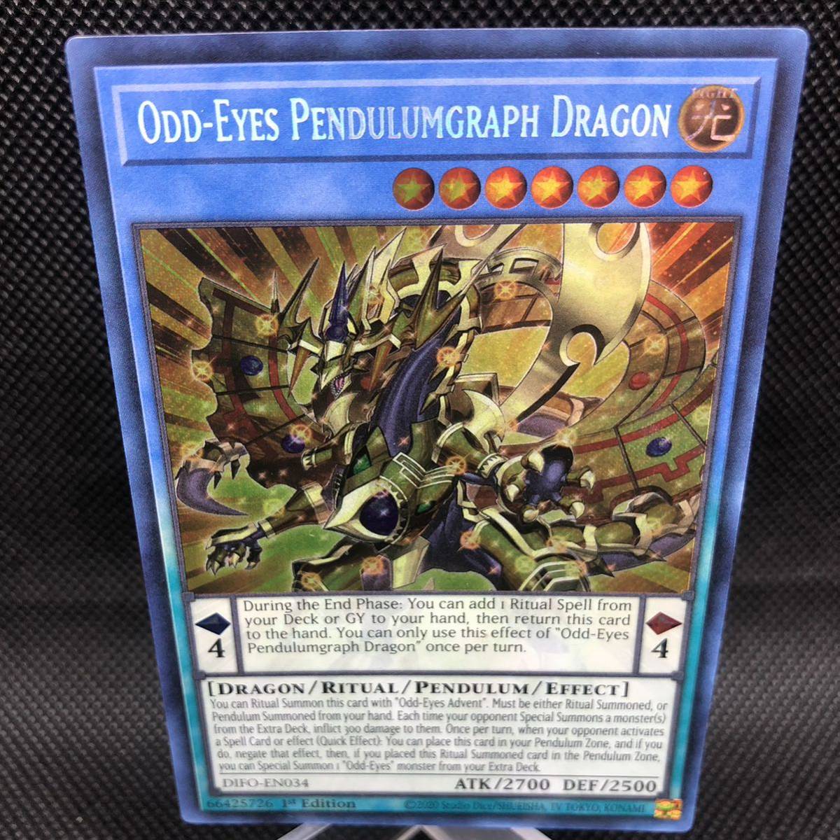 【未使用品】遊戯王 英語版 オッドアイズ・ペンデュラムグラフ・ドラゴン シークレットレア DIFO-EN034 ②拍卖