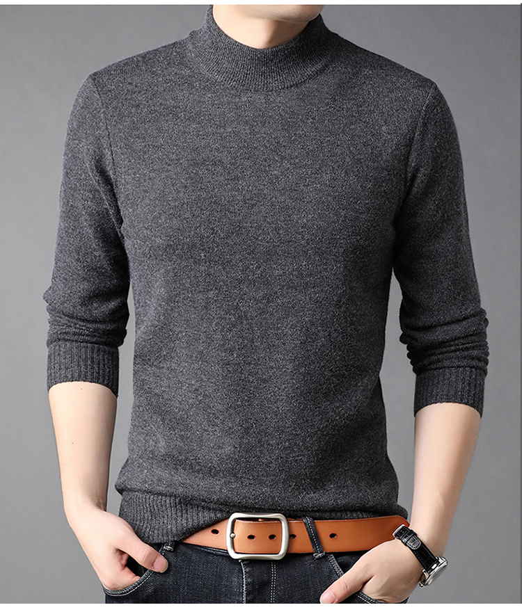 ★冬暖か着心地の良いカシミヤ混・紳士用ハイネックセーターXXL グレー★拍卖