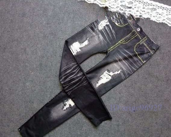 M184★ジーンズ風 レギンス デニム風 スキニーパンツ セクシー 美脚 美尻 黒拍卖