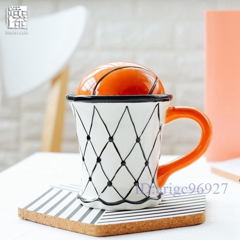 E825★マグカップ 蓋つき バスケ ゴール スポーツ オフィス ドリンク 球技 コップ 食器 ギフト プレゼント 映え拍卖