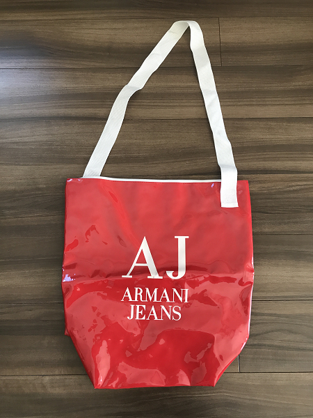 ARMANI JEANS アルマーニジーンズ エナメル ビニール バッグ 赤 ショルダーバッグ/縦型トートバッグ/スポーツ/バック/アルマーニ/非売品/1拍卖