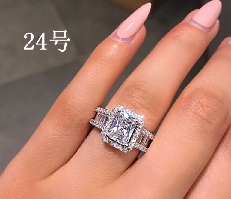スクエアリング シルバー 24号 ジルコニア メンズ 普段使い 指輪 大粒 スクエア リング 四角拍卖