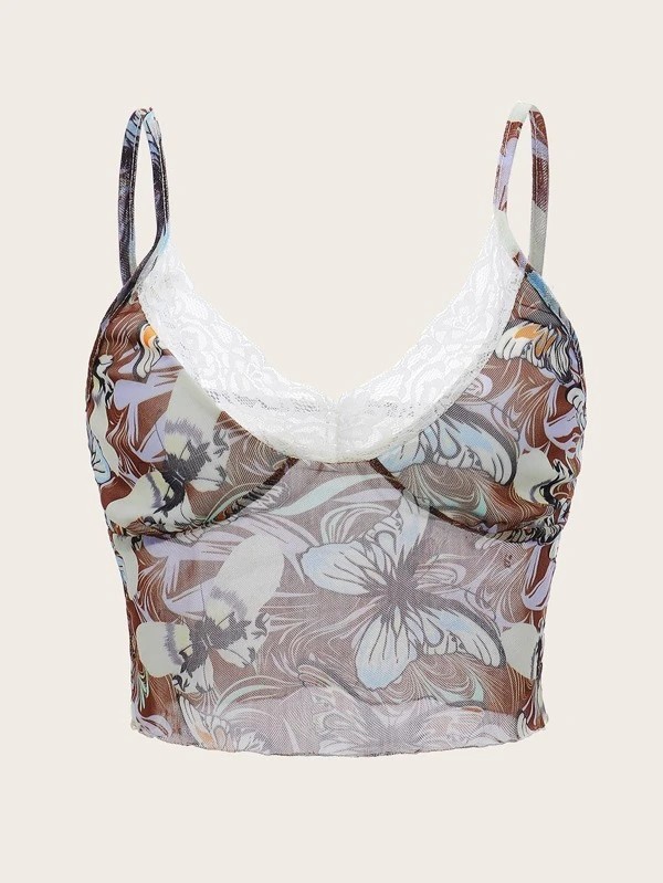 sexy♪ 蝶 コントラストレース  クロップキャミソール♪拍卖