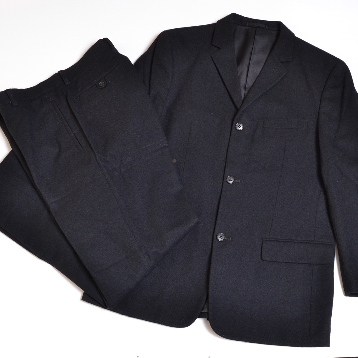 〇462213 COMME CA BOYS コムサボーイズ ○シングルスーツ セットアップ 上下セット サイズM ウールメルトン メンズ ブラック拍卖