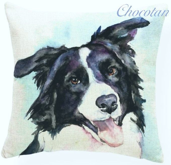 【送料無料】ボーダーコリー イラスト③ クッションカバー【 新品】拍卖