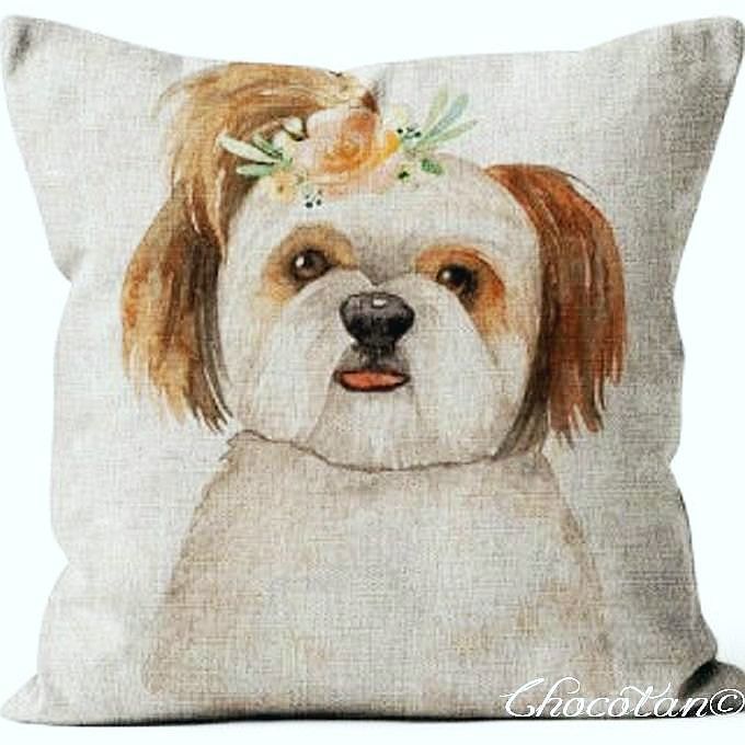 【送料無料】シーズー イラスト P クッションカバー【 新品】拍卖