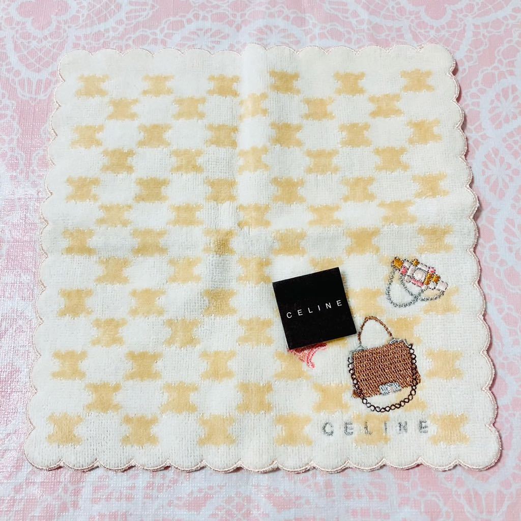 【人気柄】新品/CELINE/タオルハンカチ/正規品/セリーヌ/綿100%/未使用/即決あり/匿名発送/ハンドタオル/ハンカチ/マカダム柄/バッグ柄拍卖