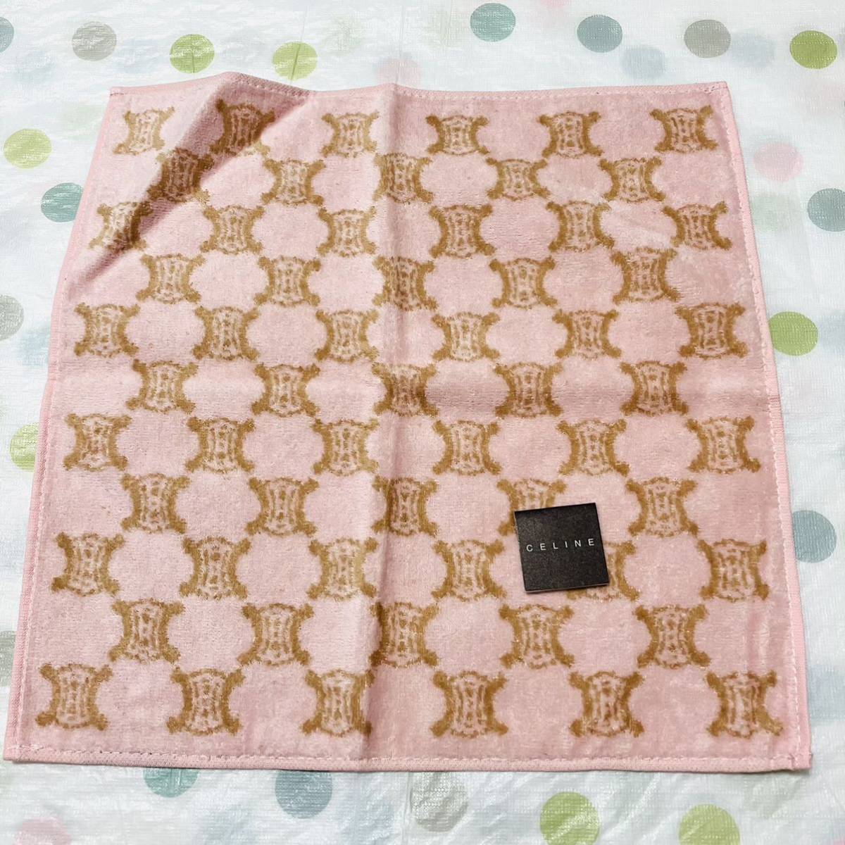 【人気柄】新品/CELINE/タオルハンカチ/正規品/セリーヌ/綿100%/未使用/即決/匿名発送/ハンドタオル/ハンカチ/マカダム柄/日本製/ピンク/58拍卖