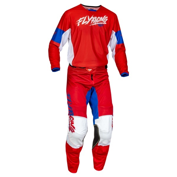 キッズ用 M/24インチ MXウェア 上下セット FLY 23 スプリング KINETIC MESH KHAOS レッド/ホワイト/ブルー 正規輸入品 WESTWOODMX拍卖