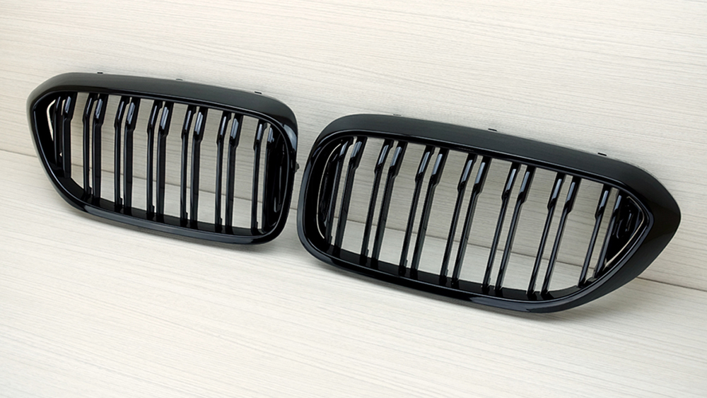 交換用左右 即納対応 取付簡単 BMW 5 Series G30 G31 G38 M LOOK フロントキドニーグリル 光沢黒 2017-2018 ABS拍卖