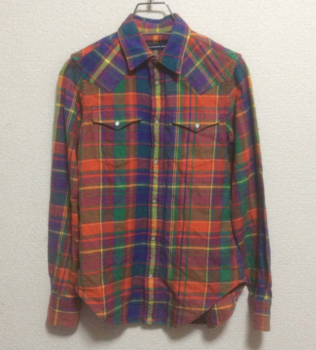 Polo Ralph Lauren ポロ ラルフローレン 長袖 チェック柄 コットン ネルシャツ 155/84A マルチ スナップボタン 国内正規品拍卖