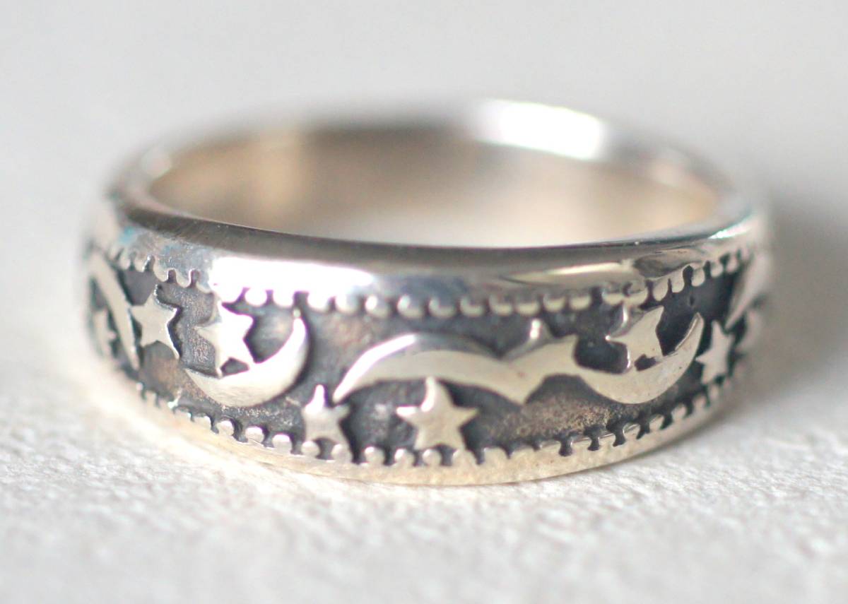 シルバー925製 夜空 三日月と星たちのリング 約15号拍卖