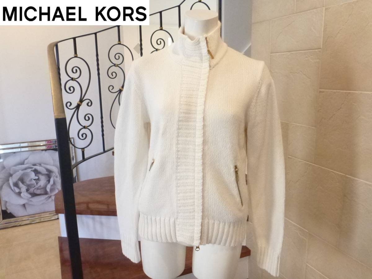 マイケルコース Michael Kors★ 白ホワイト ニット ジャケット 6  M相当拍卖