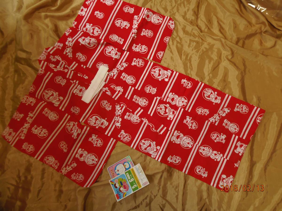 2524◆希少◆ドラえもん 浴衣◆注染 本染め◆三つ身◆当時もの デットストック タグ付き 拍卖