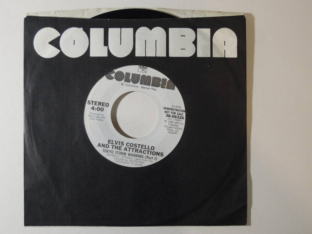 Elvis Costello・Tokyo Storm Warning Part 1 US Promo. 7”拍卖
