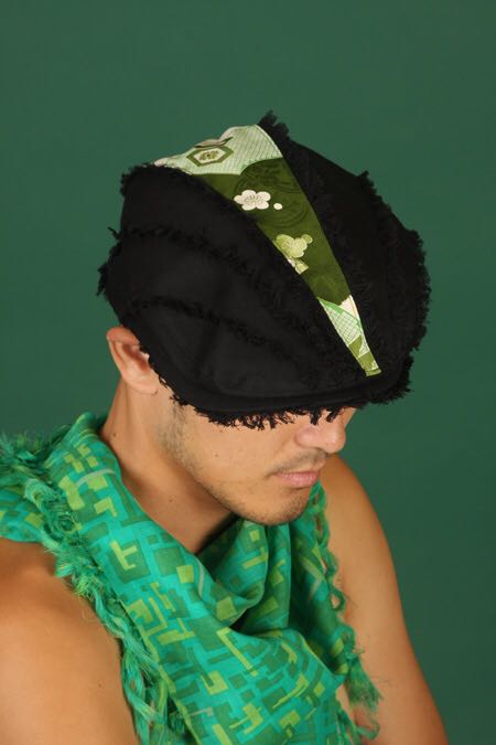 ハンチング帽子グリーン和柄和風クラッシュデザイン完全オリジナル拍卖