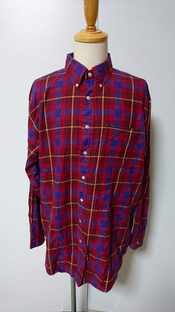 ☆DANIEL CREMIEUX ダニエル・クレミュ ネルシャツ チェック コットン 赤×青×紫【L】古着 ◆8236◆拍卖