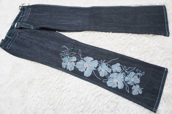 トランスワーク◆三陽商会*ラインストーン付*ブラックデニム L拍卖