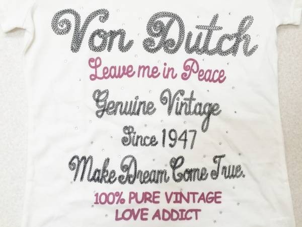 ボンダッチ【VonDutch】ラインストーン飾り/プリントTシャツ M拍卖