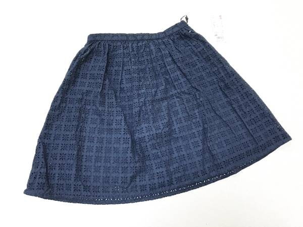 ユニクロ【UNIQLO】WOMEN/レーススカート*花刺繍柄:ネイビー 64拍卖
