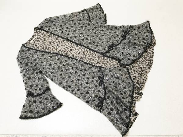 コルテスワークスCORTESWORKS◆スパンコール飾り/裏絹シルクレオパード柄*薄手ジャケット*カーディガン 38/M拍卖