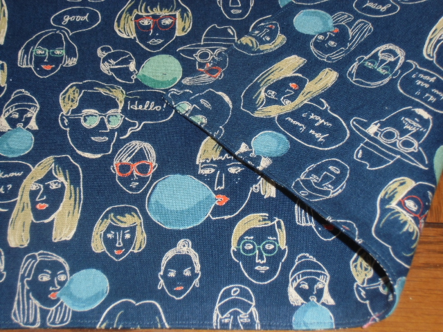 No.2-9 裏付ランチョンマット ハンドメイド 35x45 2枚組 ファンキーフェイス 紺色拍卖