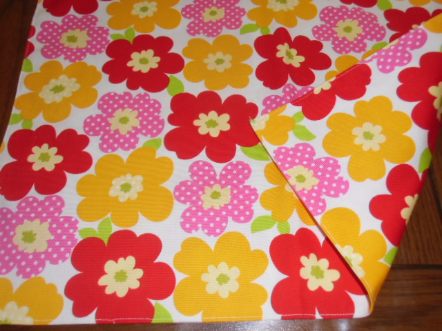 No.344 裏付ランチョンマット&巾着 ハンドメイド 35x45 カラフルお花柄 女の子拍卖