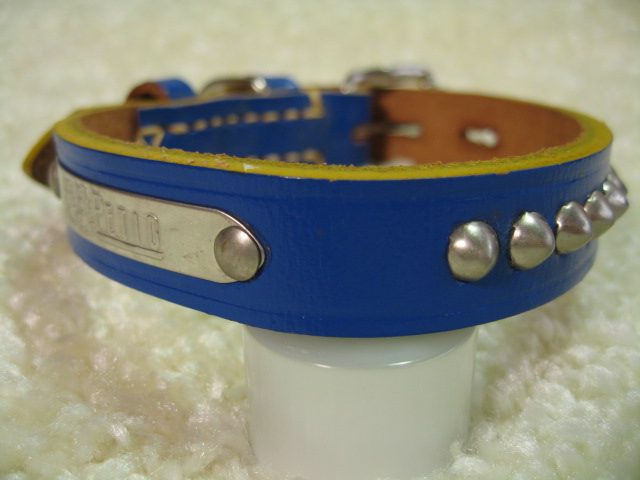 ★同梱お得★#18-№64・本皮平首輪・ペティオ・青♪拍卖